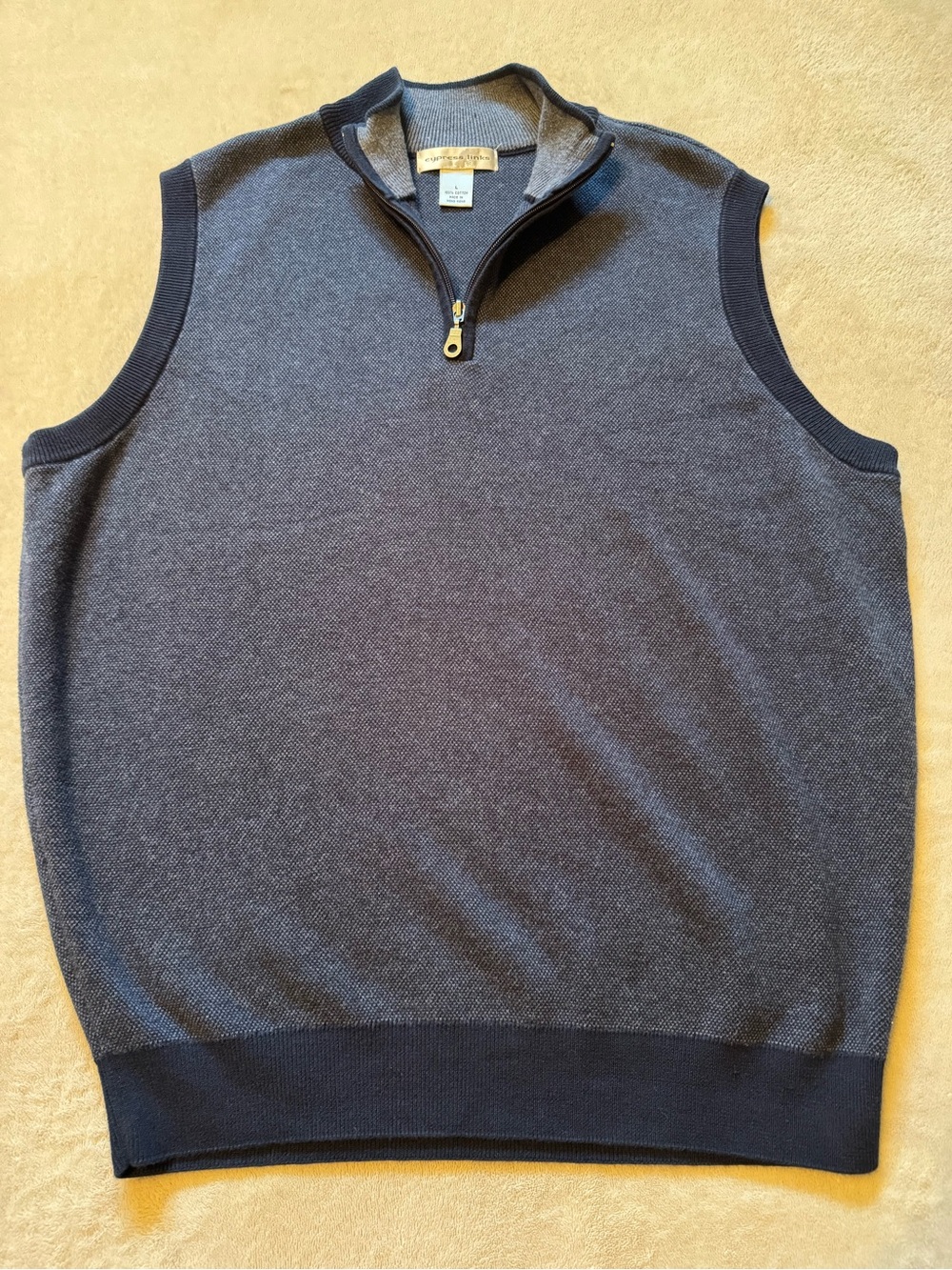 Cypress Links Mens L Blue Q-Zip Golf Sweater Vest Two-Tone 100% cotton